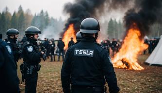 Aktionswoche von Tesla in Brandenburg gestartet, Polizei gegen Protestcamp